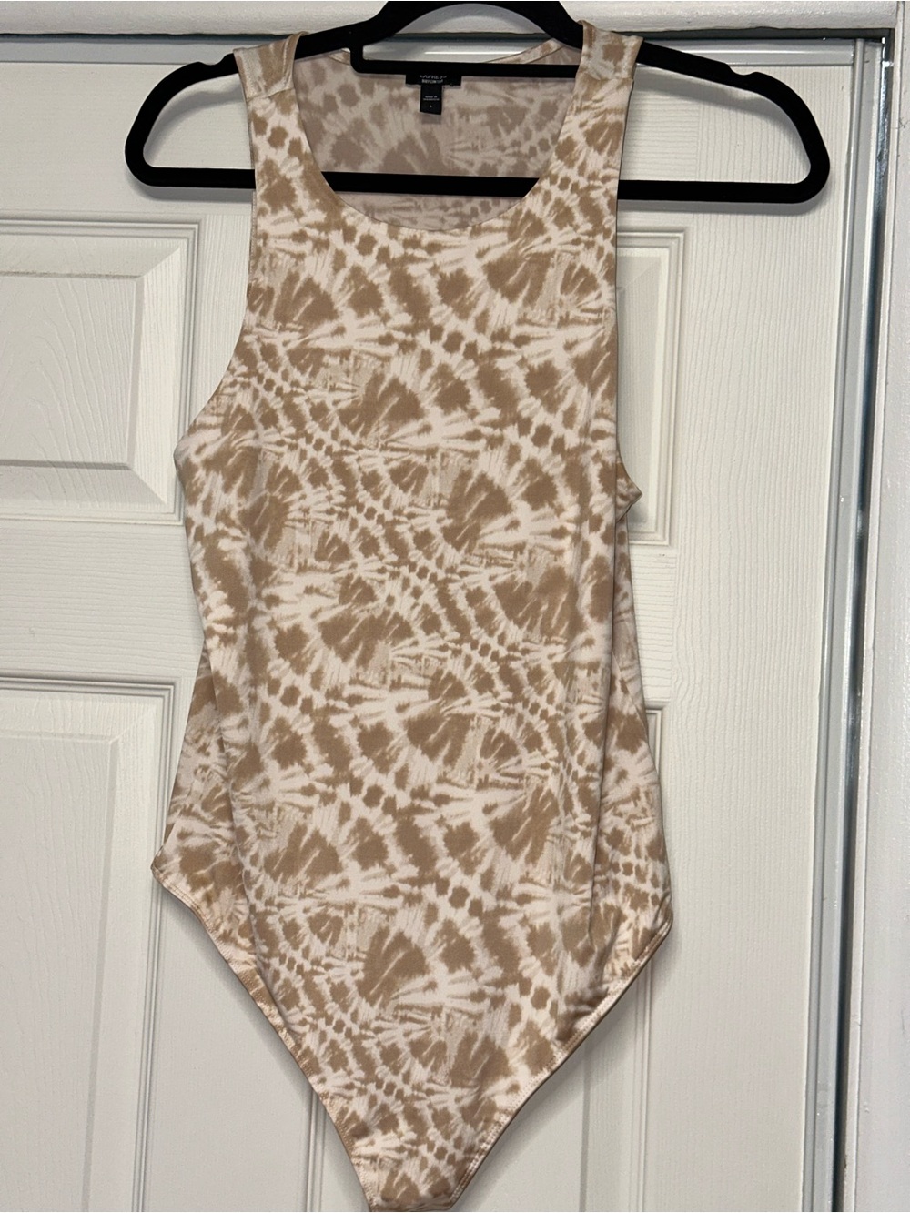 Express Beige and White Tie-Dye Bodysuit